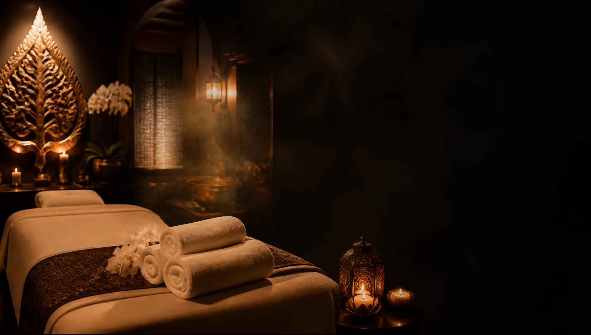 Candlelit luxury Thai spa treatment room at Nuad Thai Massage Athens