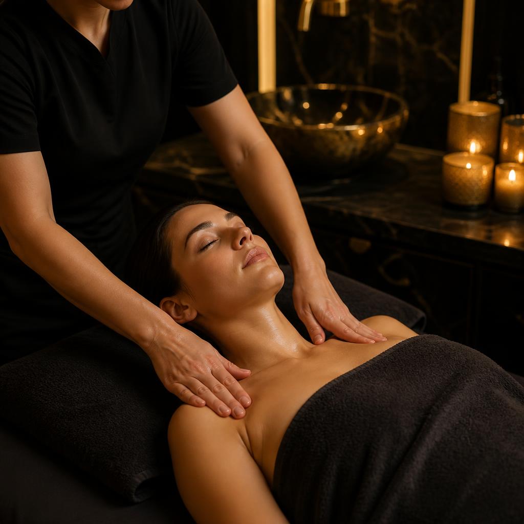 Therapist performing a gentle lymphatic drainage massage at Nuad Thai Massage Athens